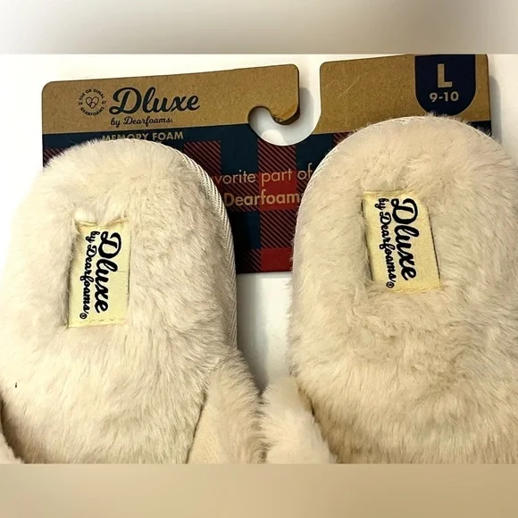 Dluxe by Dearfoams Plush Faux Fur “Super Mom” Slippers Size Large 9-10 - Picture 5 of 12